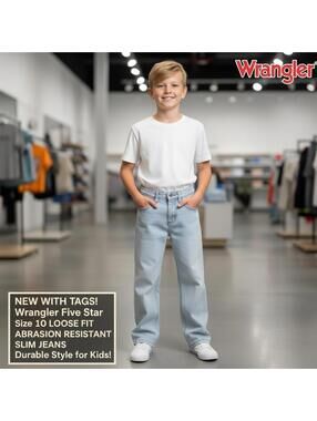 Wrangler Five Star Boys Size 10 Loose Fit Abrasion Resistant